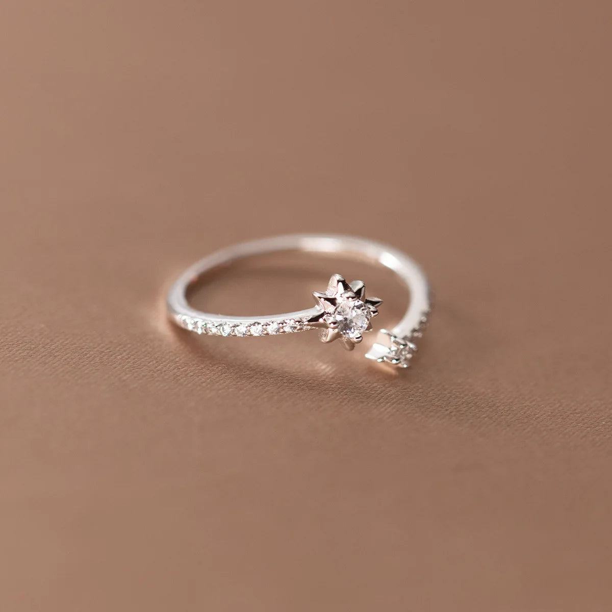 925 Sterling Silber Zirkon Stern Verstellbare Ringe für Frauen Hochwertiger Schmuck Accessoires Großhandel Schmuck 925er Silber