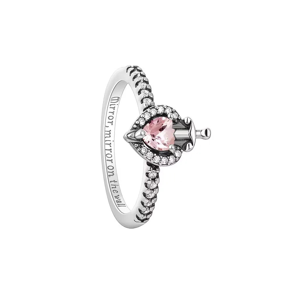 925er Silber Herz-Stein-Ring Neu Heiß Verkaufend Rosa Weiße Ringe Geeignet für jeden Anlass Passendes DIY Geburtstagsgeschenk