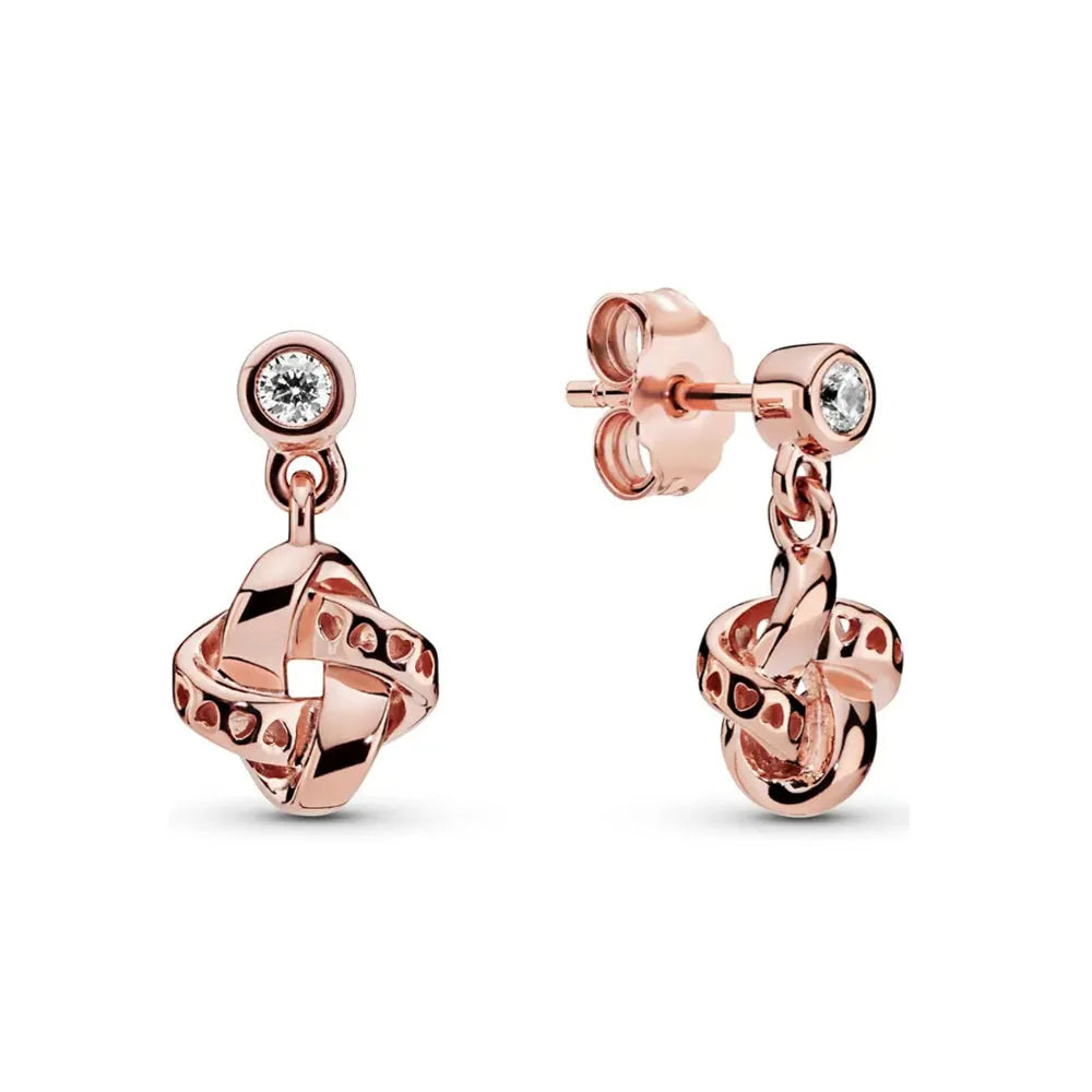 Roségoldfarbene 925er Sterling Silber Blumenohrstecker, Passend für Frauen Festival Weihnachtsgeschenke Charm Schmuck