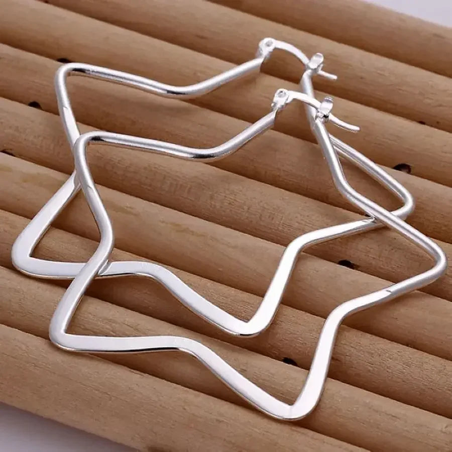 Heiße Verkauf 925 Sterling Silber große Ohrringe schöne nette Mode klassische Stern Ohrring Schmuck für Party Geschenke Frauen Dame
