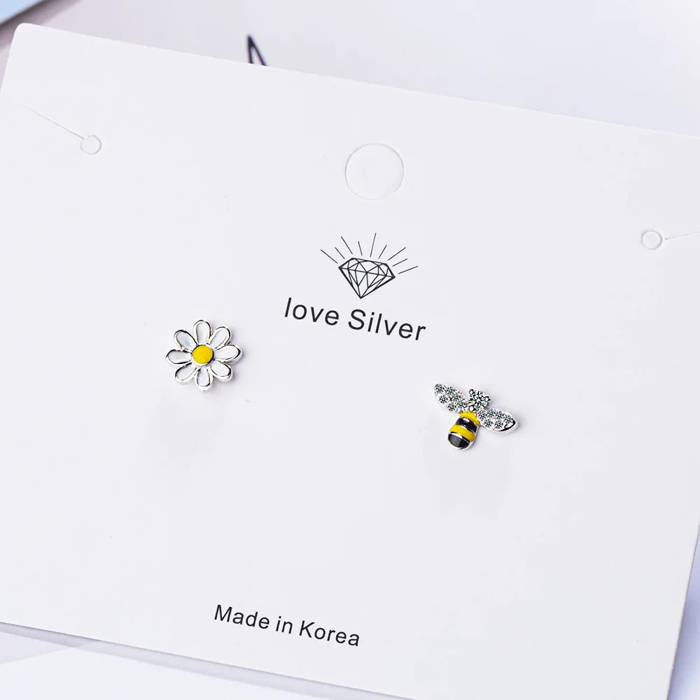 925 Sterling Silber Blumen Bienen Ohrstecker für Frauen Hochzeit Party Luxus Schmuck Accessoires Großhandel Geld 925
