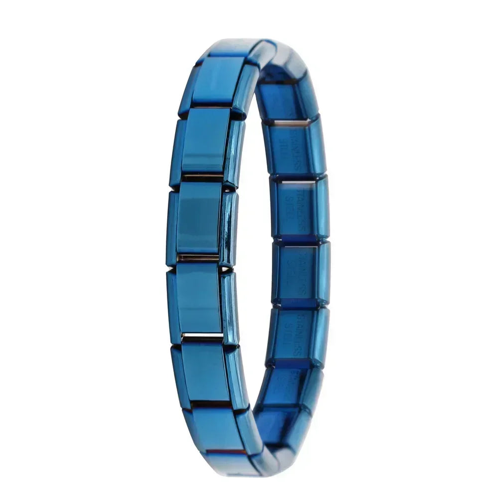 Hapiship Neue Damen Schmuck 9mm Breite Italienisches Elastisches Charm Armband Mode Edelstahl Armreif ST-