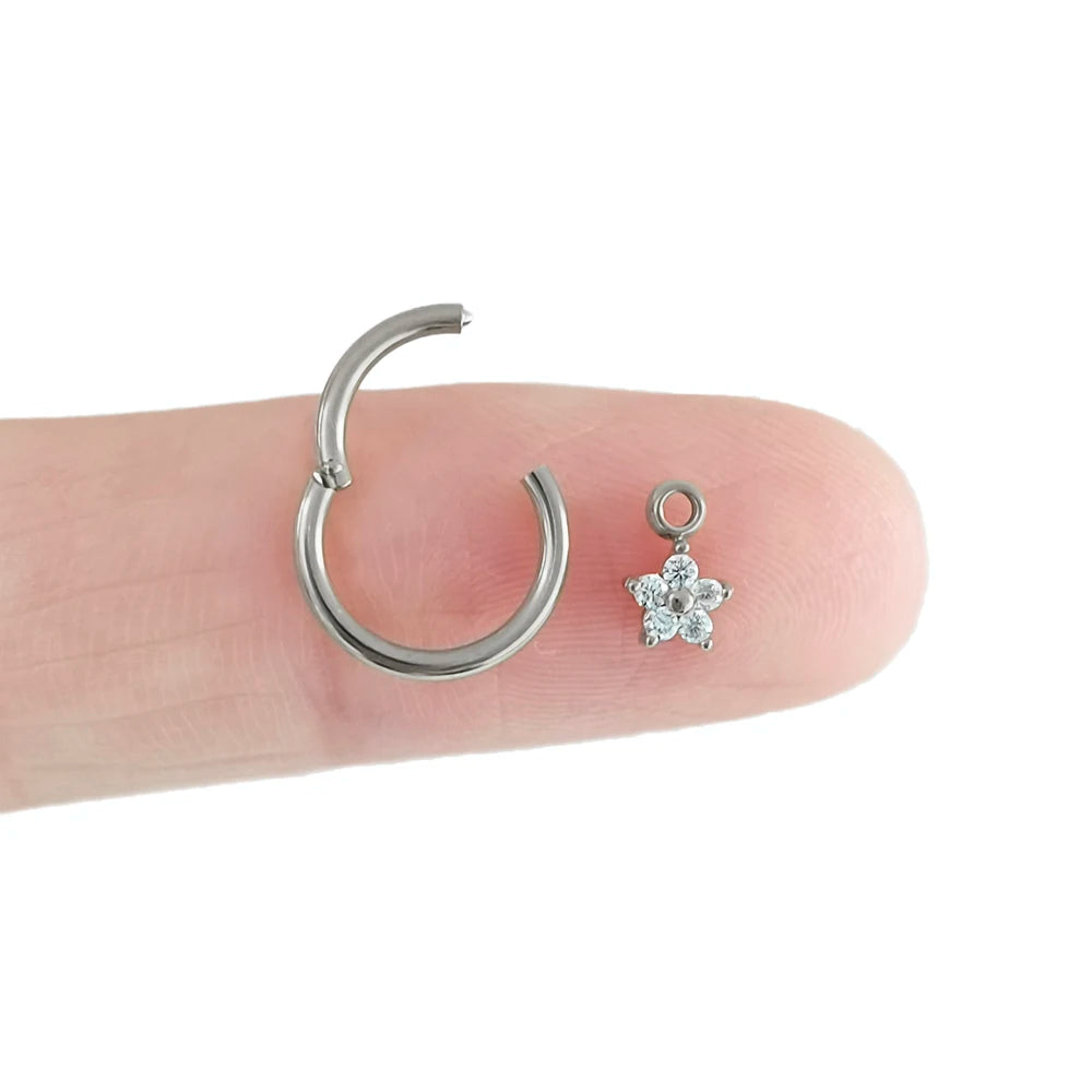 Wassertropfen Anhänger Muschelring ASTM F136 G23 Titan Piercings Mondblumen Scharniersegment Clicker Tropfen Helix Ohrringe