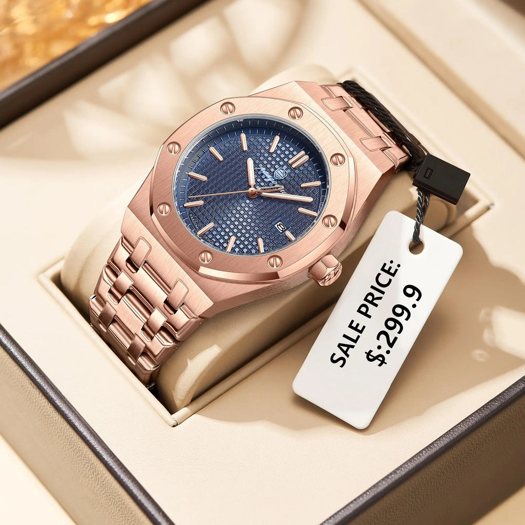 PAAZOMU Original Relojes de Lujo para Hombre Cronógrafo de Fecha Acero Inoxidable Reloj de Cuarzo Impermeable Luminoso Moda Reloj de Pulsera para Hombre