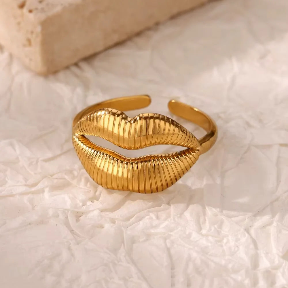 Elegante Edelstahl Big Bloom Blumenringe für Frauen Goldfarbe Sonne Seestern Offener Ring Fingerschmuck Hochzeit Ihr Geschenk Punk