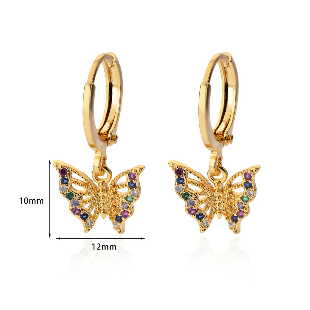 Zirkon Schmetterling Ohrstecker Ohrringe für Frauen Edelstahl Gold Farbe Piercing Ohrring Mädchen y2k Schmuck aretes bijoux mujer