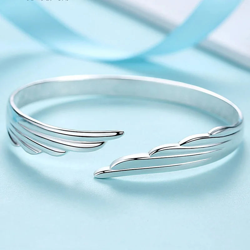 925 Sterling Silber Flügel Manschette Damen Armreifen Armbänder Hochzeit Luxus Qualität Schmuck Zubehör Großhandel Kostenlose Lieferung