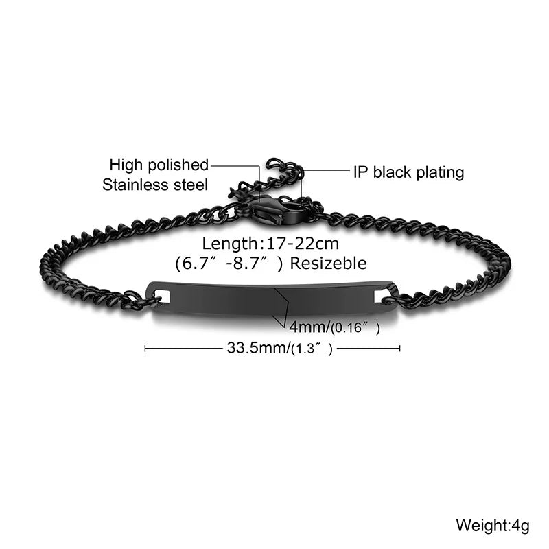 Vnox Minimalistische personalisierte gravierbare Edelstahl-dünne Armbänder für Frauen, Damen, individuelle Freundschafts-, Brautjungfern-Geschenke, Schmuck