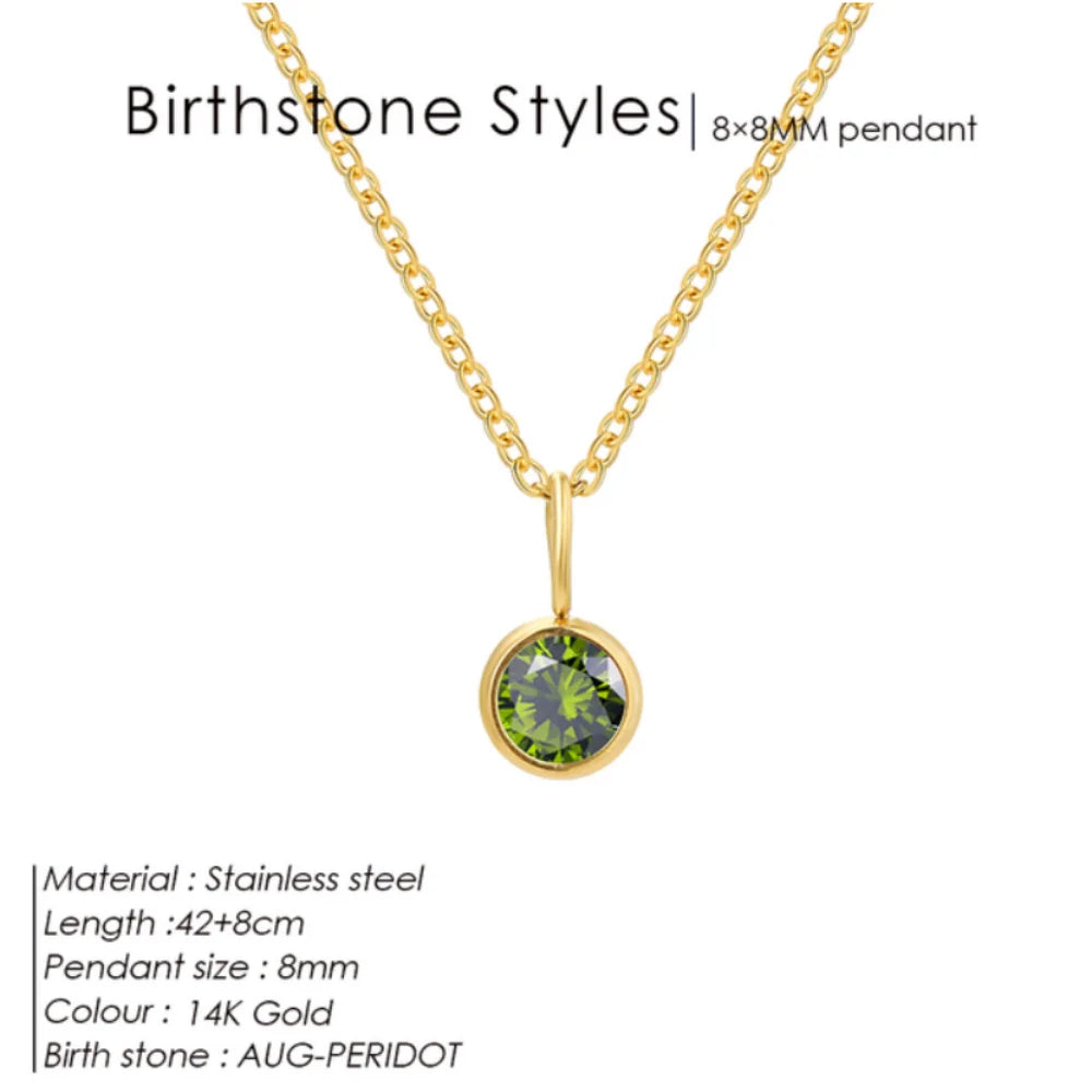 Birthstone Necklace for Woman Stainless Steel 12 Constellation DIY Colourful Zirconia Pendat Birthday Gift Jewelry Wholesale
