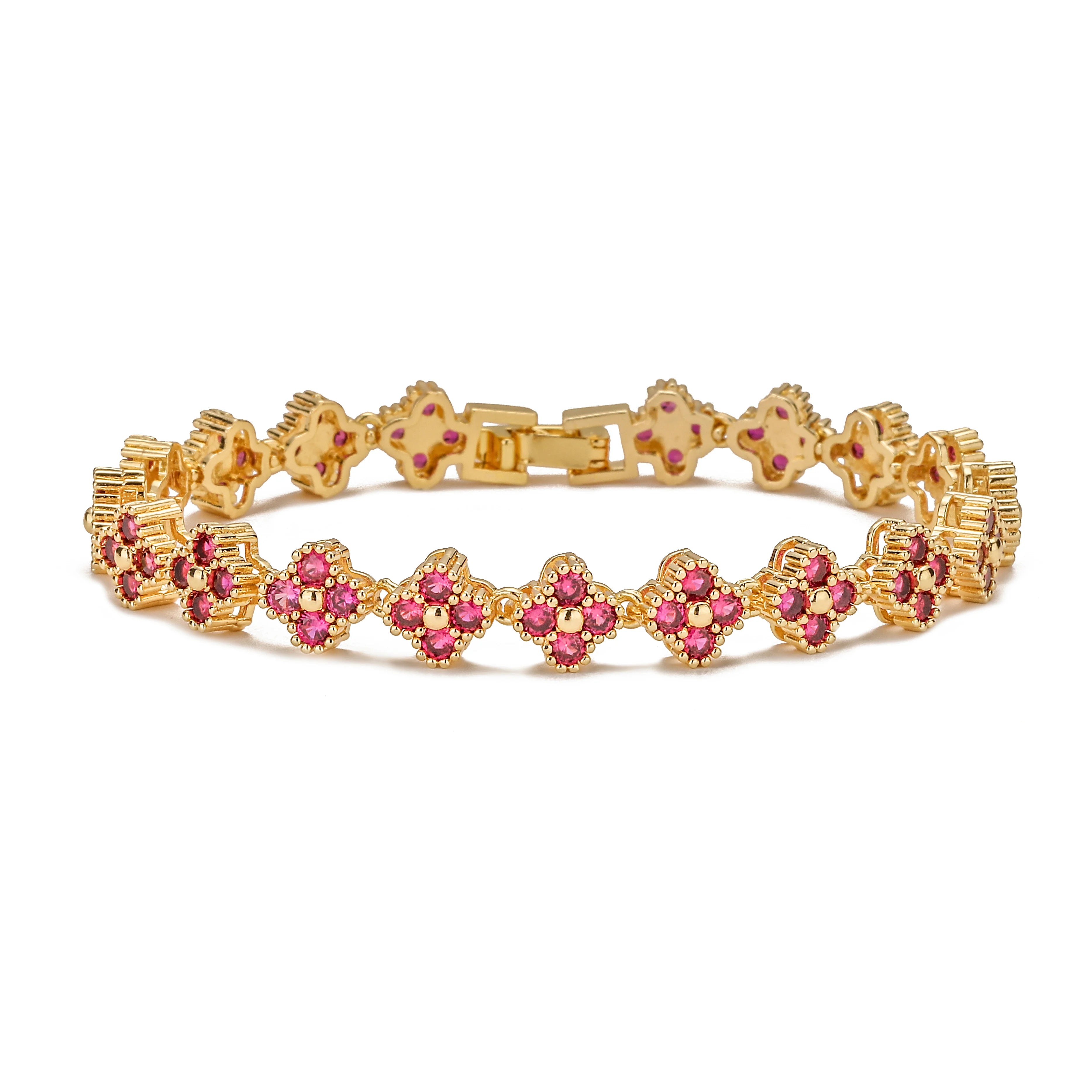 HECHENG, AAAAA Messing 18K vergoldete Blumenhalskette Armband Schmuckset, als Weihnachtsgeschenk für Frauen und die beste Freundin