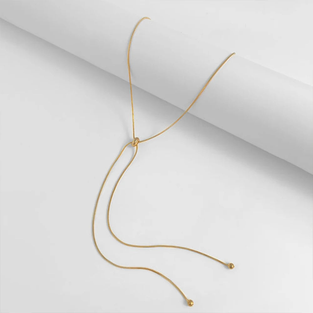 KOREANISCHE verstellbare Halskette aus Edelstahl für Damen, hochwertiges Design, goldfarbene Schlangenkette, Schmuck, Großhandel, Dropshipping