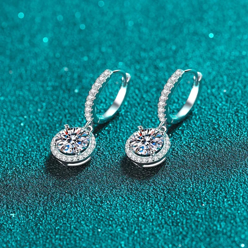 NeeTim 0.5ct 1ct D-Farbe Moissanit-Ohrhänger Original 925 Sterling Silber Ohrring für Damen Funkelnder Hochzeit Luxusschmuck