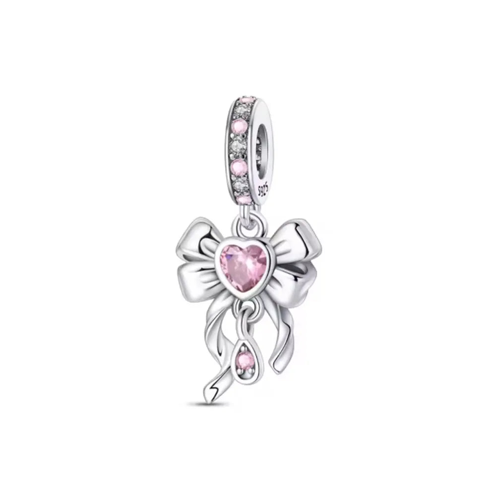 2026 Frühlings-Pink-Serie Ballon Schmetterling Blumen-Anhänger passend für S925 Europäische 925 Sterling Silber Armband Armreifen Halskette