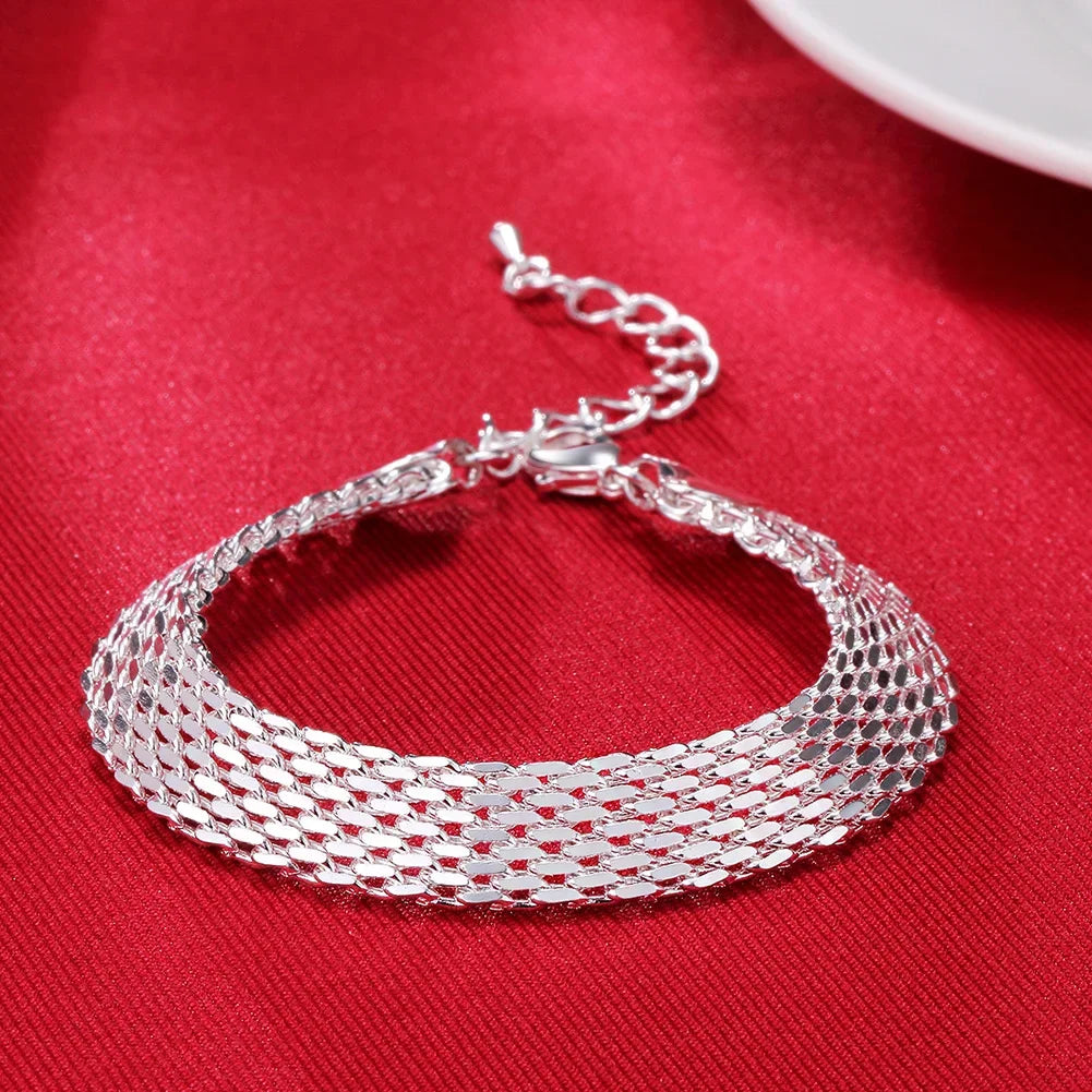 Heiße neue 925 Sterling Silber Armbänder für Frauen Exquisite Mode Webkette Hochzeitsfeier Weihnachtsgeschenke Schmuck