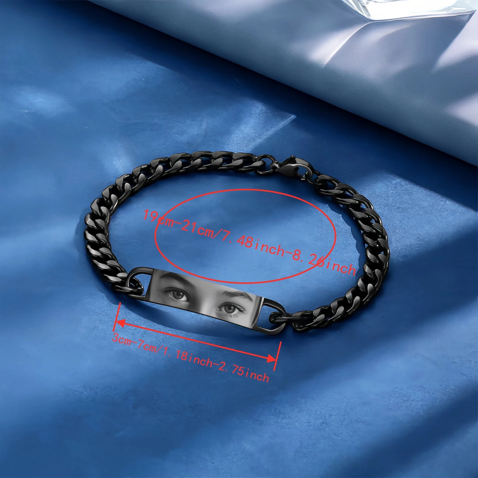 Personalisiertes Armband aus Edelstahl für Damen und Herren mit realistischer Augen-Gravur – flippiger Schmuck für Paare mit Foto