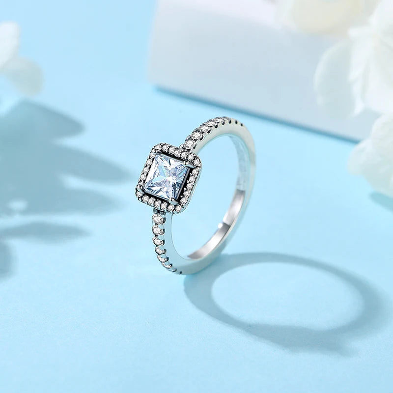 925er Sterling Silber Ringe für Frauen Original Krone Herz Wunschknochen Verlobung Hochzeit Rose Gold Kristall Ring Luxusschmuck