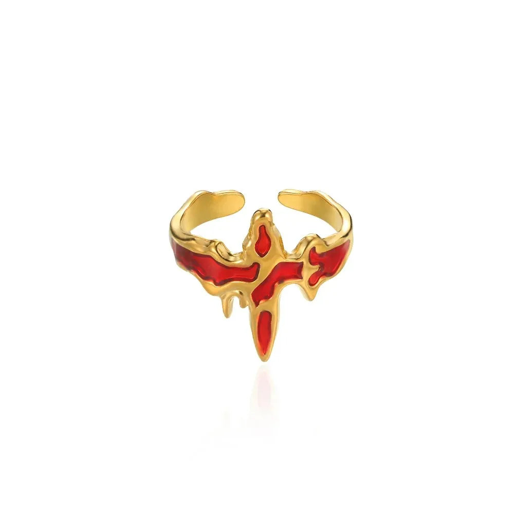Vintage Jesus Kreuzringe für Damen Herren Goldfarbe Edelstahl Jesus Kreuz Verstellbarer Ring Religiöser Party Schmuck Geschenk