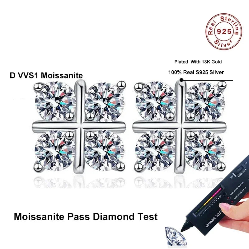 NeeTim D-Farbe Moissanit Ohrstecker für Frauen, hochwertige 925 Sterling Silber funkelnde Diamant Verlobungs-Hochzeitsschmuck