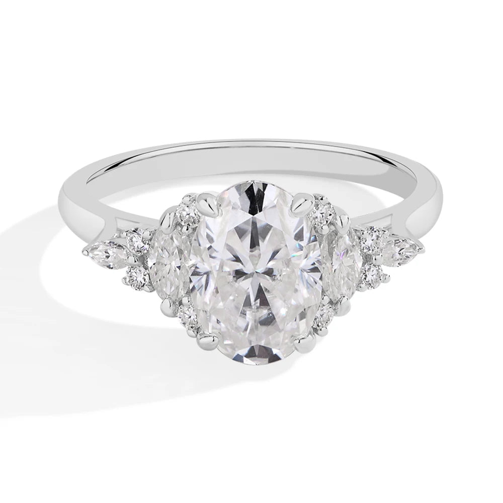 MINTYBOX 3,0 ct im Labor gezüchteter Diamant Verlobungsring S925 Sterling Silber Oval Moissanit Ringe für Damen 18K vergoldeter Schmuck