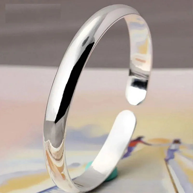 999 Sterling Silber Manschette Polieren Retro Armband Armreifen für Frauen Party Hochzeit Schmuck Accessoires Argent 925