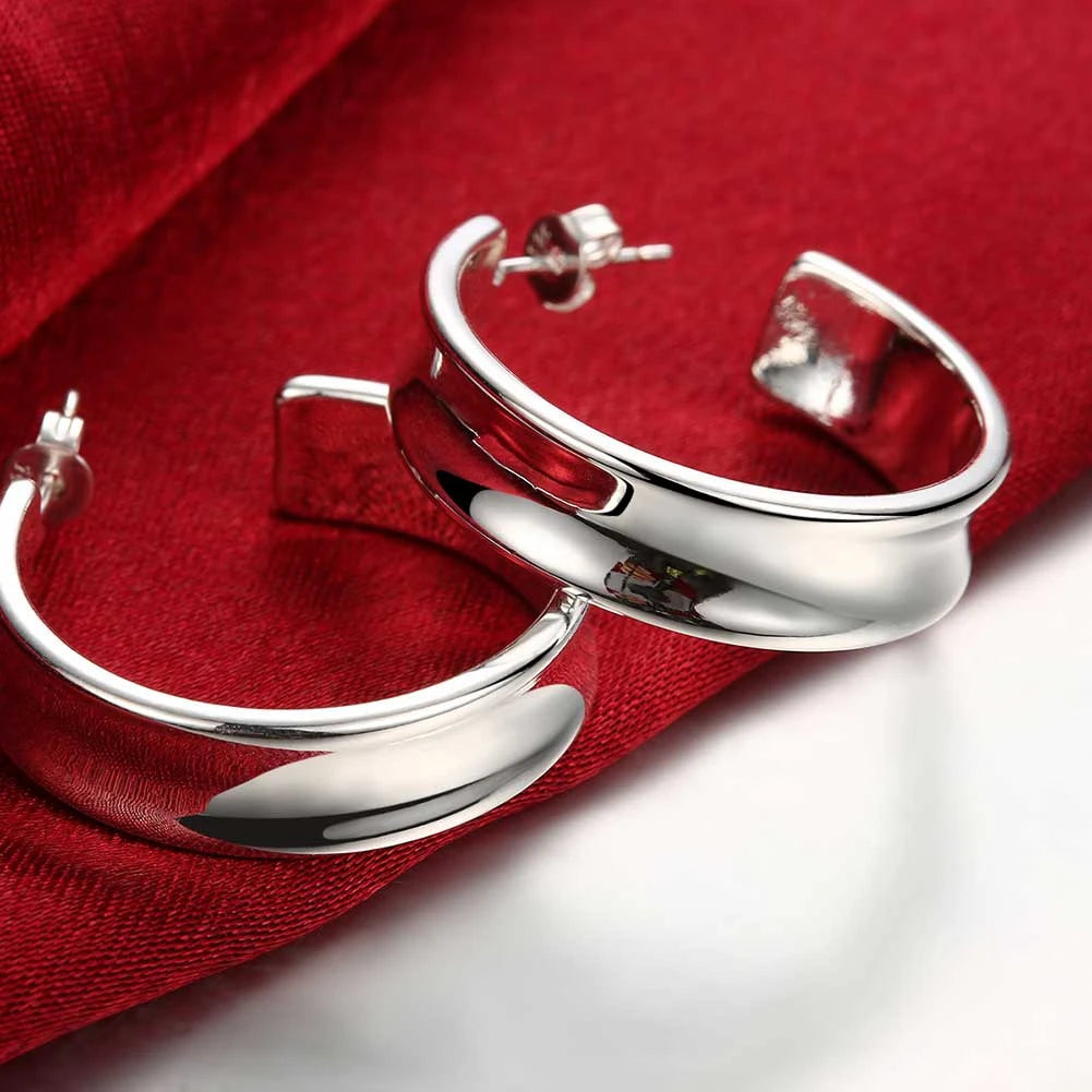 Pendientes de aro redondos simples de plata de ley 925 de alta calidad para mujer, joyería de moda para boda y compromiso