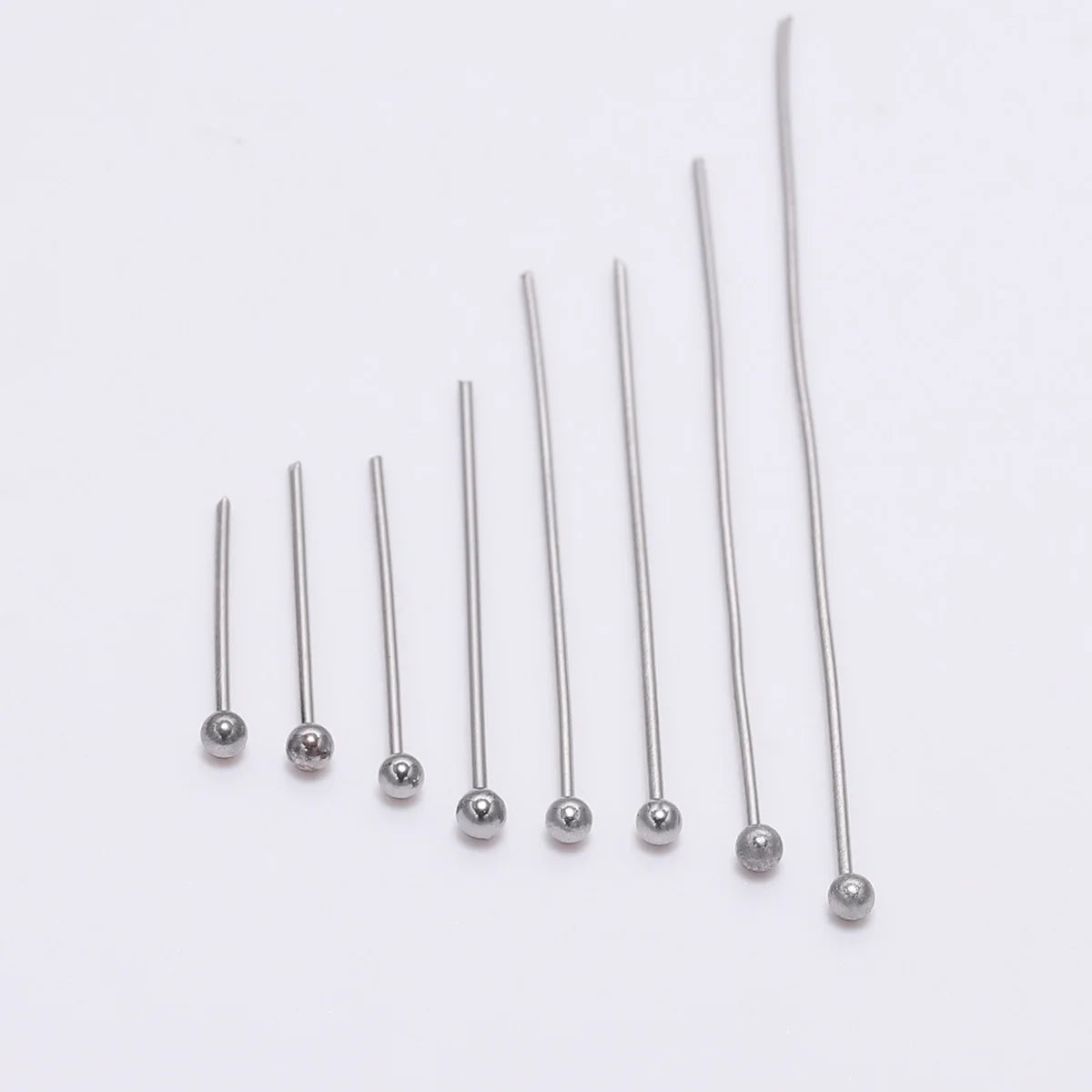 100 unidades/paquete de alfileres de cabeza de bola de acero inoxidable de 15-50 mm de color plata para hacer joyas a mano, accesorios de hallazgos de alfileres