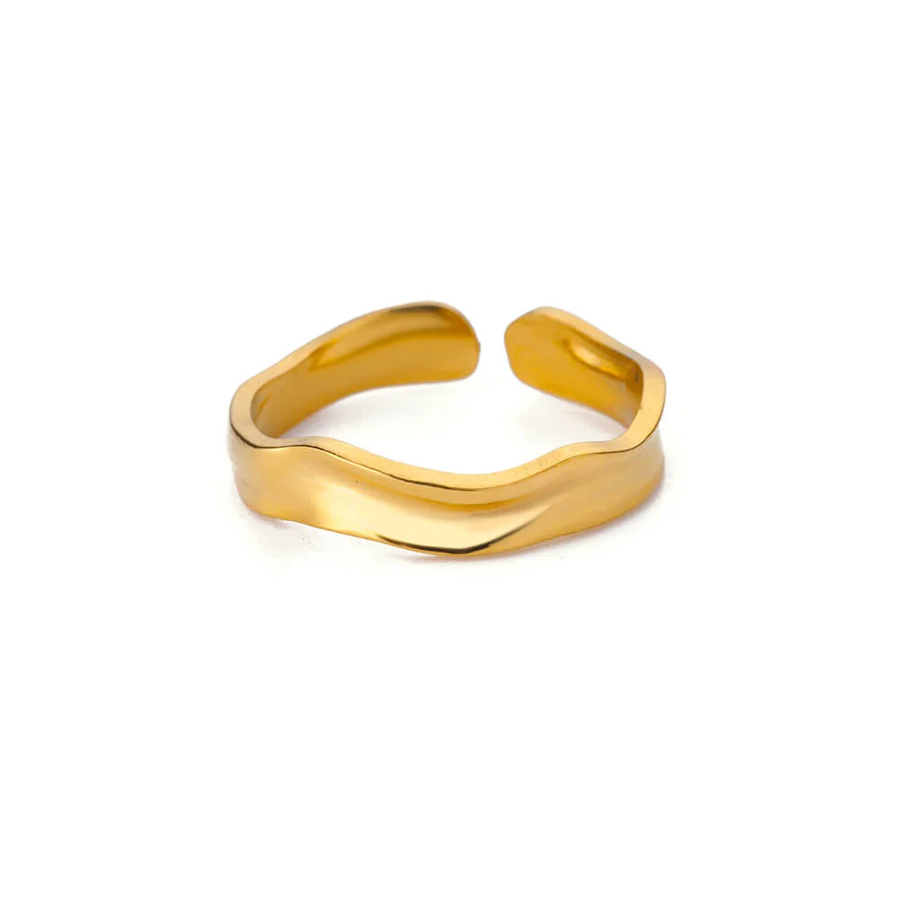 316L Edelstahlringe für Frauen Goldfarben Mehrlagiger Geometrischer Offener Ring Vintage Wasserdichter Hochzeit Ästhetischer Schmuck Geschenke