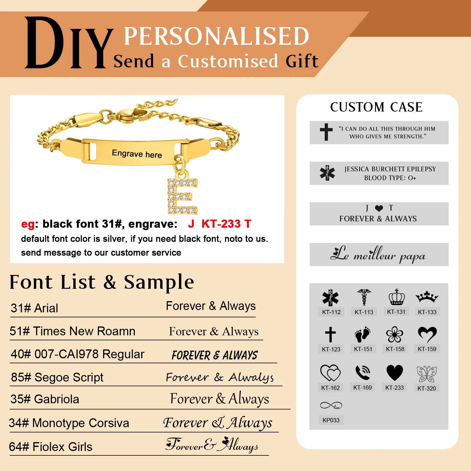 Personalisiertes Namensarmband mit Initialen für Jungen Mädchen, kostenlose Gravur Datum ID Armband Geburtstagsgeschenk