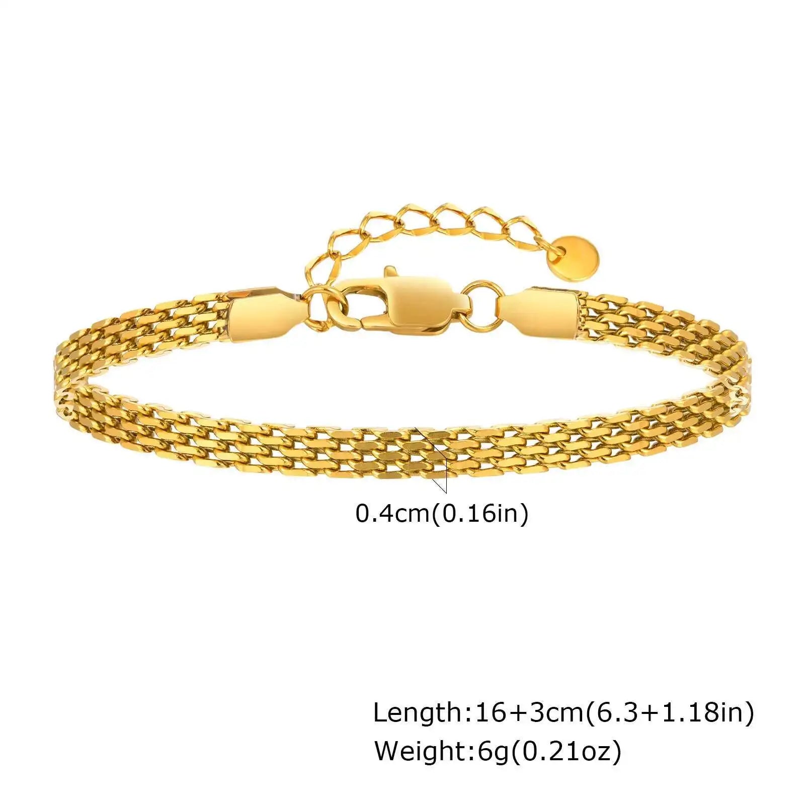 Edelstahlarmband für Damen, Gliederarmband aus Edelstahl, 3 mm/4 mm/6 mm, vergoldetes italienisches Kettenarmband, Schmuckgeschenk, anlaufbeständig
