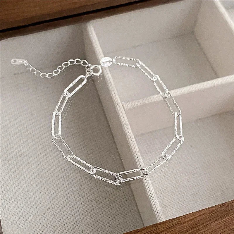 925 Sterling Silber Herzförmige Halskette Armband Set für Frauen Vintage Koreanischer Blauer Kristall Armbänder Schmuckset Party Schmuck