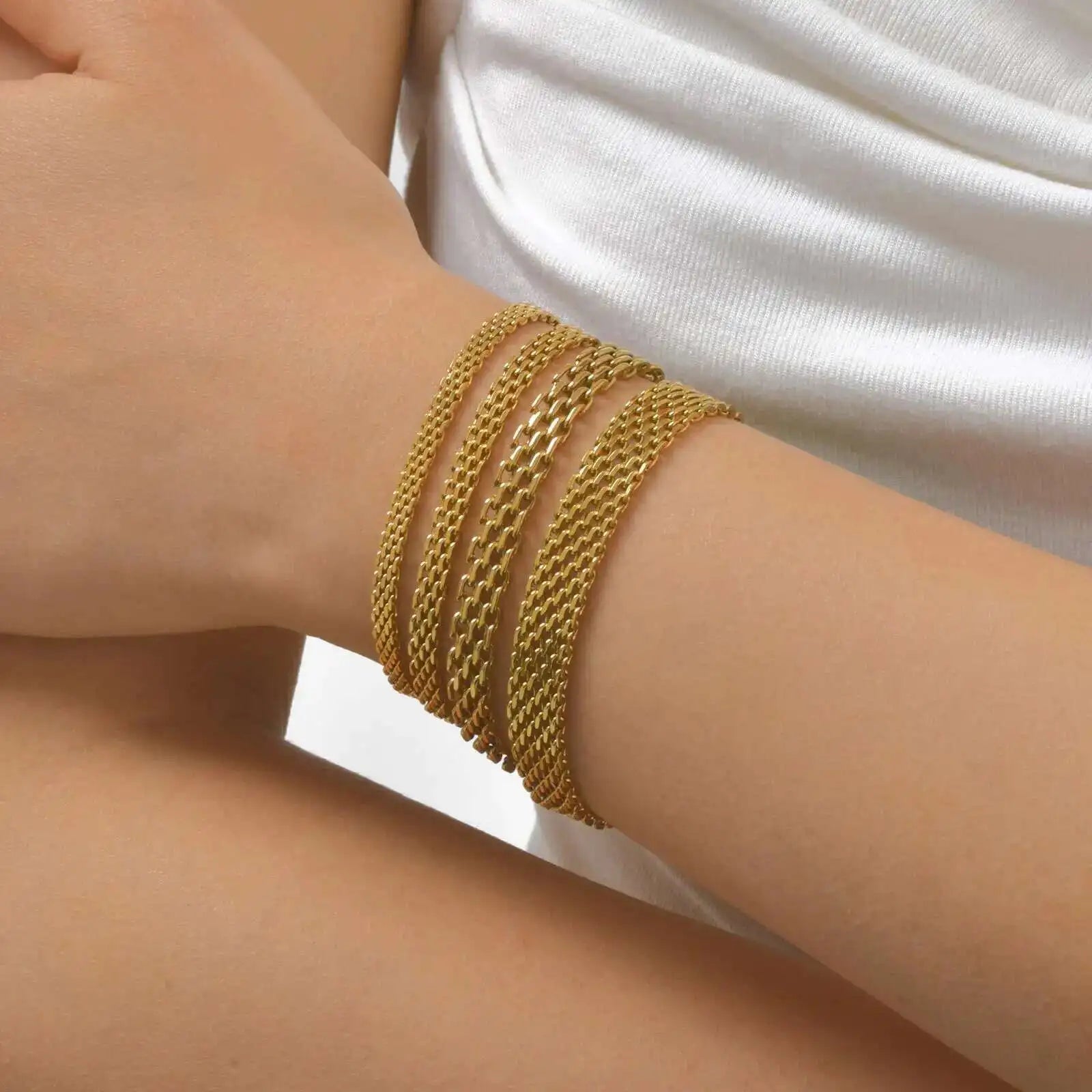Edelstahlarmband für Damen, Gliederarmband aus Edelstahl, 3 mm/4 mm/6 mm, vergoldetes italienisches Kettenarmband, Schmuckgeschenk, anlaufbeständig