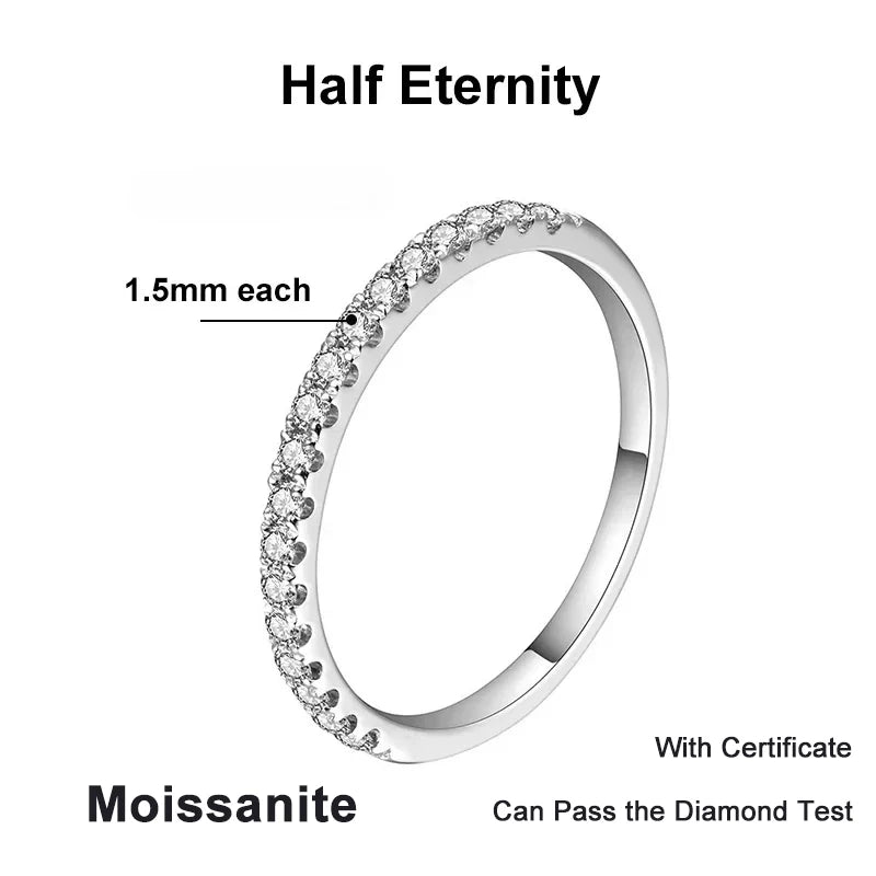 Anillo completo de moissanita NeeTim para mujer, joyería de boda, plata de ley 925 con anillos de compromiso de diamante bañados en oro blanco