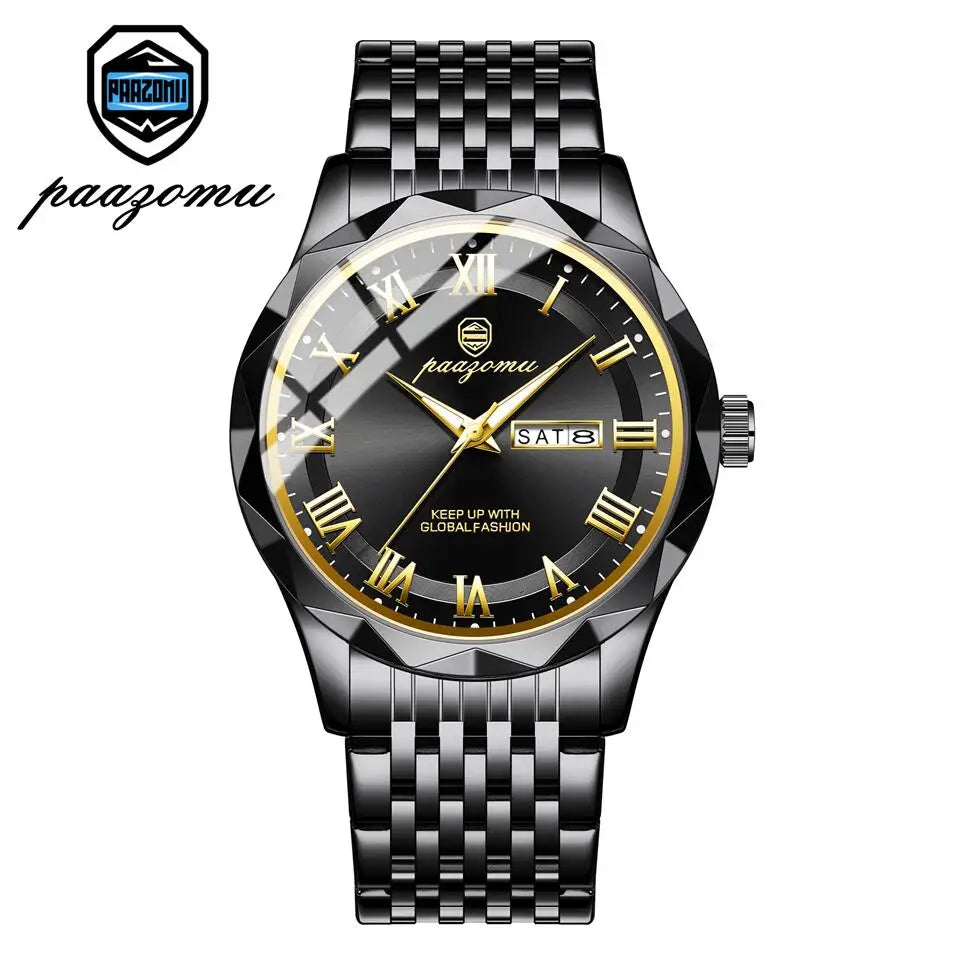 PAAZOMU Top Original Reloj de Hombre Impermeable Luminoso con Fecha Rectangular Reloj de Pulsera para Hombre Malla de Acero Inoxidable Relojes de Cuarzo para Hombre