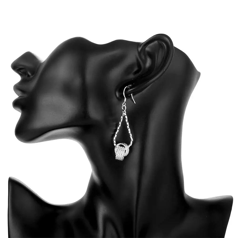 Mode Charms 925 Sterling Silber Netzperlen lange Ohrringe für Damen Hübsche Mode Party Hochzeit Schmuck Weihnachtsgeschenke