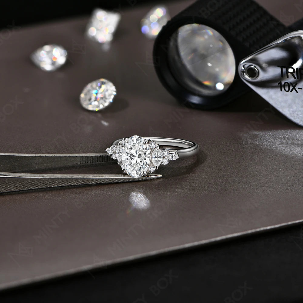 MINTYBOX 3,0 ct im Labor gezüchteter Diamant Verlobungsring S925 Sterling Silber Oval Moissanit Ringe für Damen 18K vergoldeter Schmuck