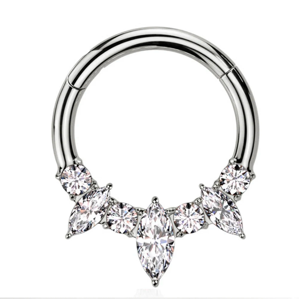 316L Chirurgischer Stahl Segment Nasenring Zirkon Septum Clicker Ohrknorpel Helix Daith Hoop Körperschmuck Piercing