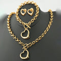 Aomogo Set INS Exquisites Herz-Fashion-Edelstahl-Armband-Ohrringe-Halskette-Anhänger-Set Damen Alltagsartikel Partygeschenke