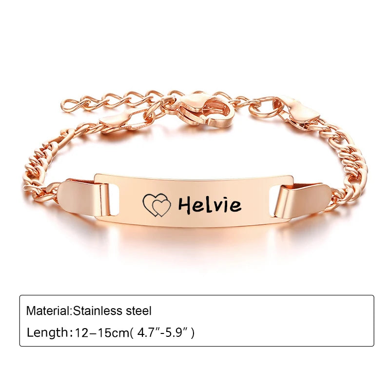 Personalisierte Baby Namen Armbänder 14K Vergoldet Benutzerdefinierte ID Armbänder für Mädchen Jungen Individuelle Text Armbänder Neugeborenen Geschenk