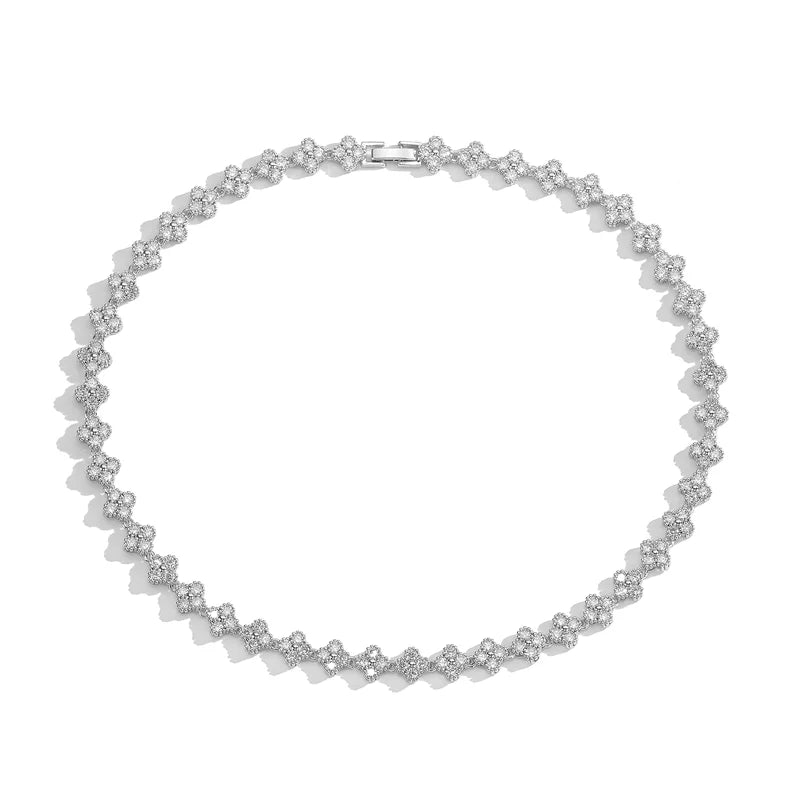 HECHENG, AAAAA Messing 18K vergoldete Blumenhalskette Armband Schmuckset, als Weihnachtsgeschenk für Frauen und die beste Freundin