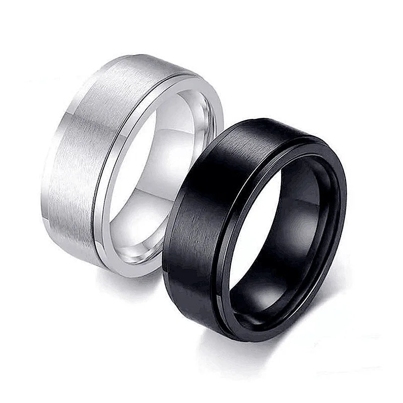 Anti-Angst Entspannungsringe Für Paare Rotierende Edelstahl Mond- und Stern-Liebesband Fidget-Ringe Anillo Antiestres
