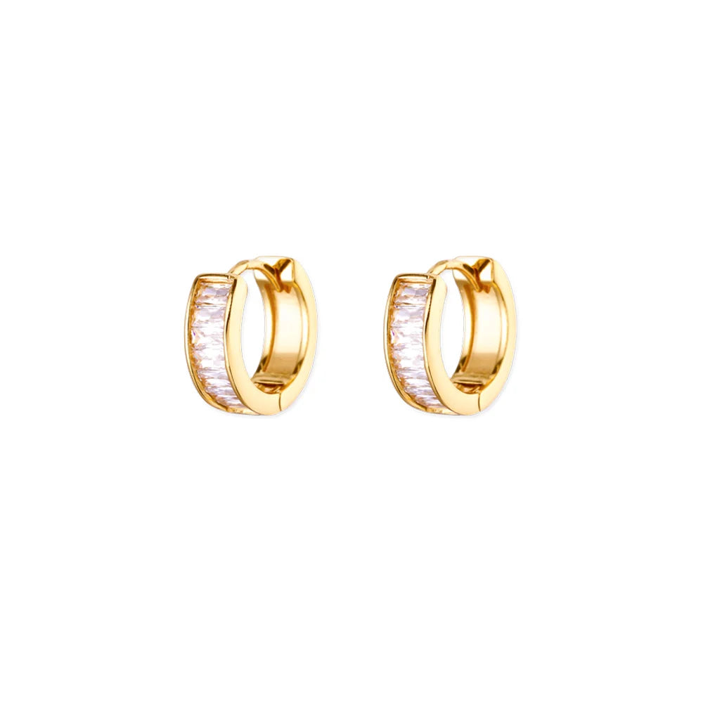 Zirkonia U-förmige Ohrstecker für Frauen, Edelstahl, geometrische Ohrringe, Schmuck, Hochzeits-/Geburtstagsgeschenk