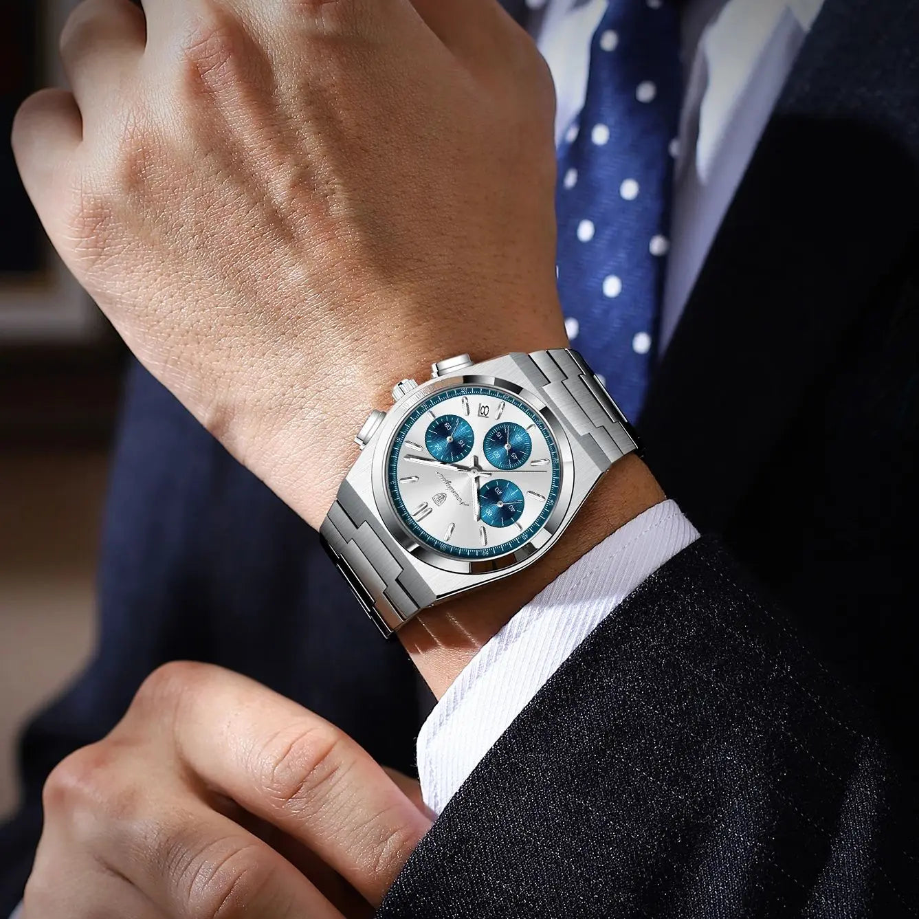POEDAGAR Reloj de Lujo para Hombre Cronógrafo Fecha Acero Inoxidable Deporte Reloj de Pulsera para Hombre Impermeable Luminoso Moda Relojes de Cuarzo para Hombre