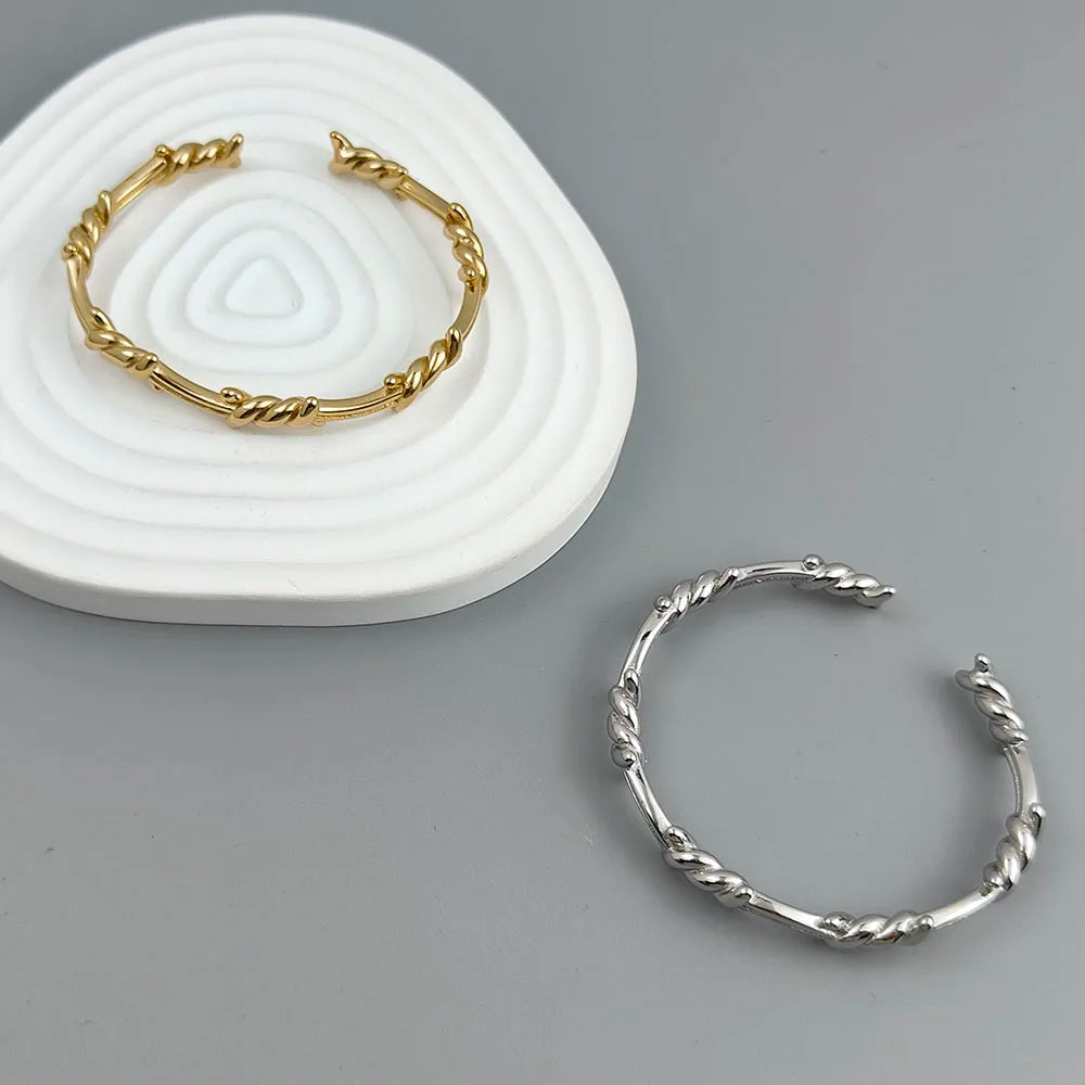 Armband aus Edelstahl mit Drahtwicklung im neuen Stil, vergoldet 18K, hochwertiger wasserdichter Silberschmuck, Pärchengeschenk