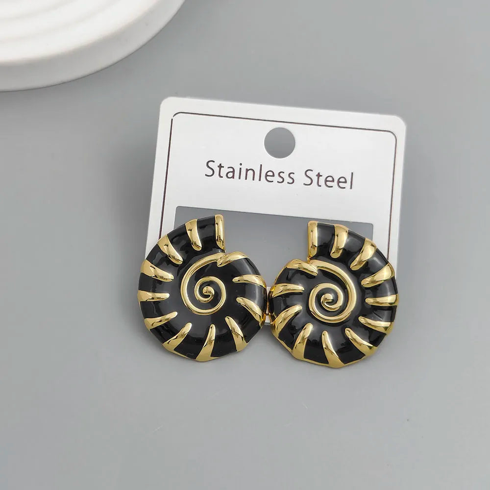 Kreative muschelfarbene Emaille-Edelstahl-Ohrringe, wasserdichte und rostfreie Damenohrringe, Partyschmuck