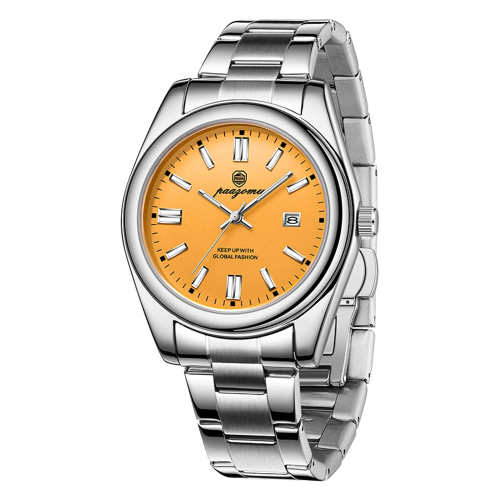 PAAZOMU Reloj de cuarzo clásico casual para hombre, impermeable, esfera luminosa, reloj de pulsera de negocios y vestir, correa cómoda, pantalla analógica, regalo