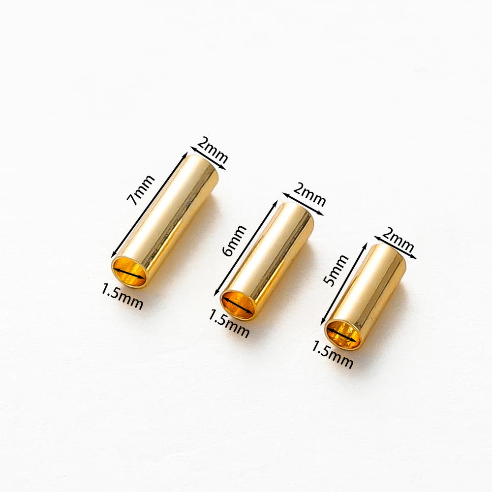 100 Stück 14K 18K vergoldete Messing Nudel Rohr Zylinder Gerade Perlen 5 6 7mm Abstandhalter lose Perlen für DIY Armband Schmuckherstellung