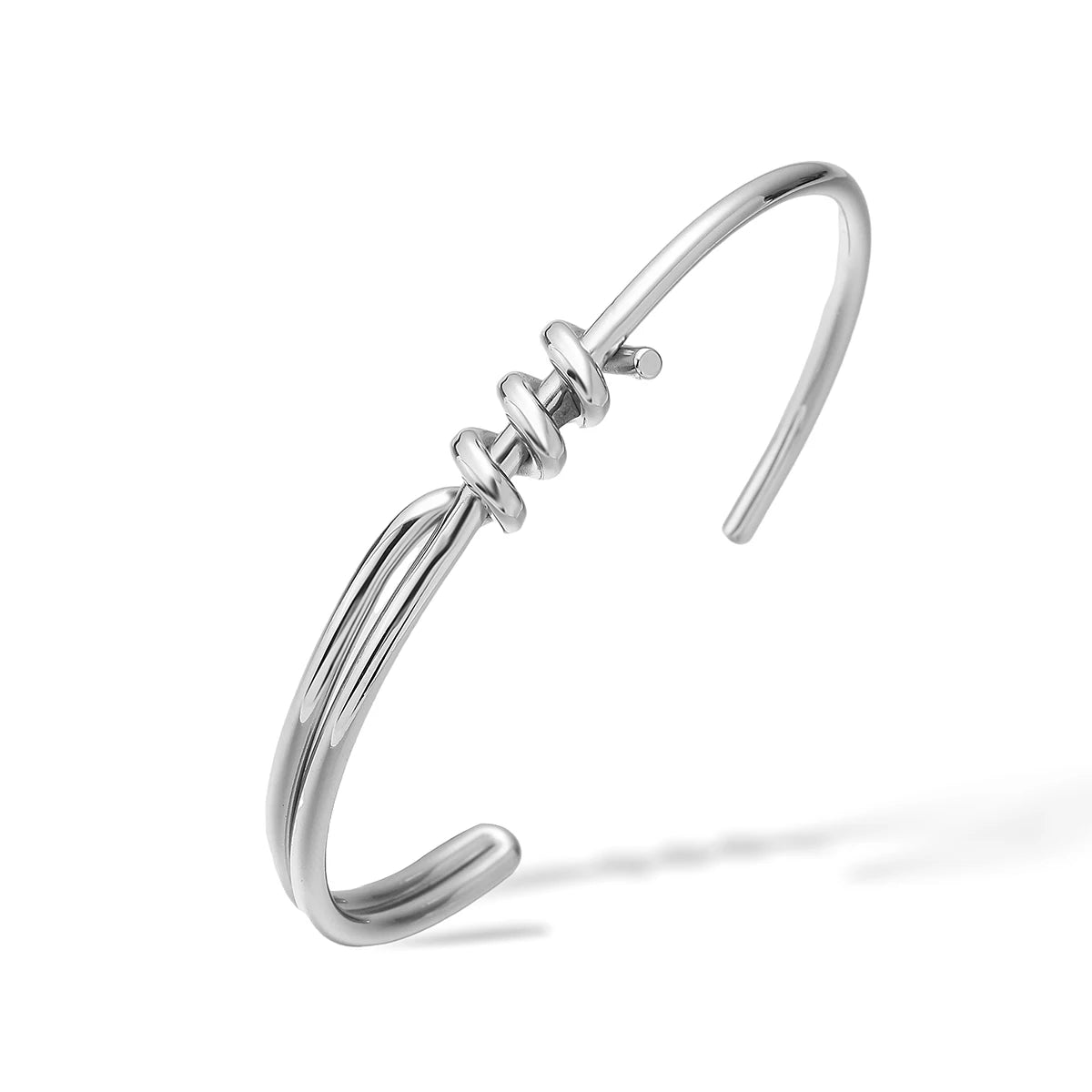 NEWBUY 2026 New Arrival Silver/Gold Color knot Design Bangles For Women Non-Fading Stainless Steel Jewelry