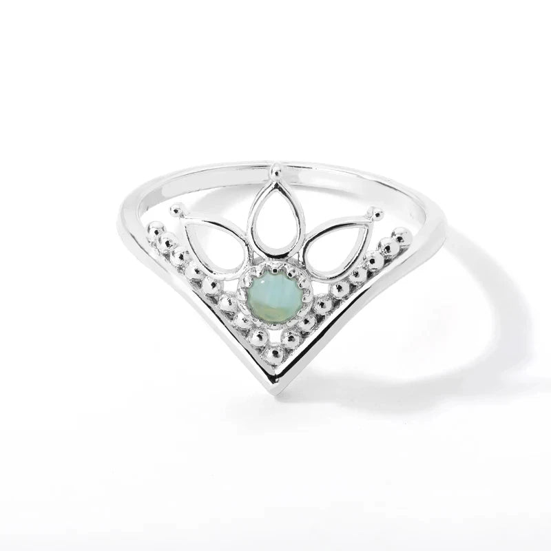 Edelstahl Lotusblumenring für Frauen, goldfarben, Vintage-Stein, Opal, ovaler Blumenring, modischer ästhetischer Schmuck, Geschenk
