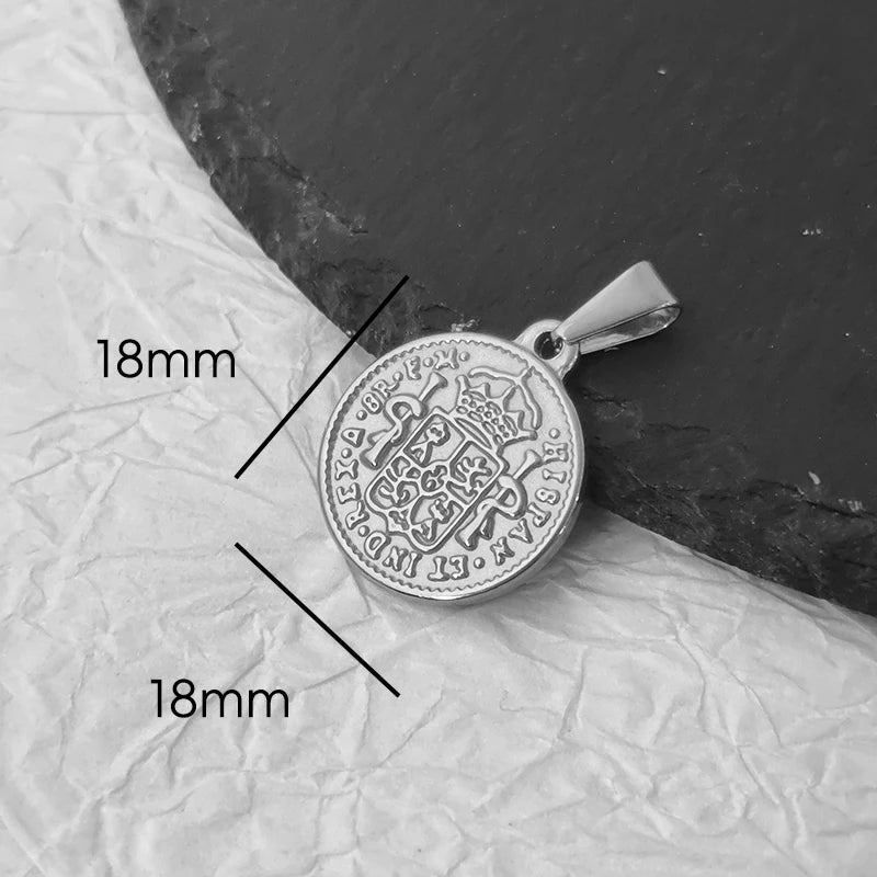 Acero Inoxidable Vendimia Redondo Retrato Moneda San Miguel Brújula Colgantes Encanto Para Mujer Fabricación de Collares Joyería DIY