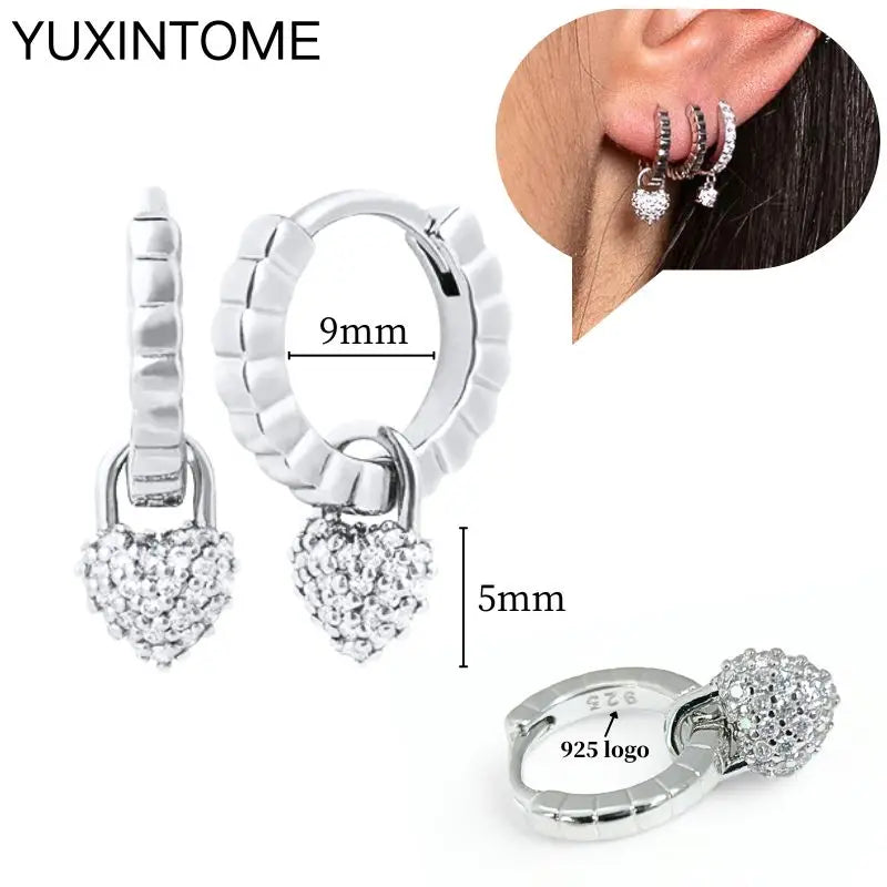 925 Sterling Silber Ohrnadel Mode Creolen Weiße Kristall Luxus Damen Silberohrringe Hochzeit Damenschmuck Geschenk